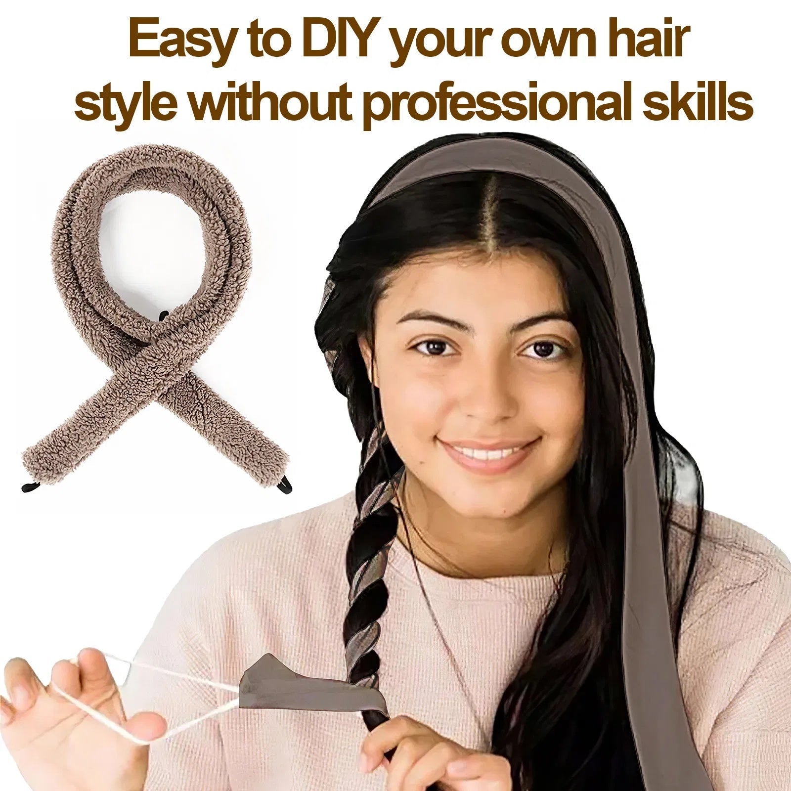 Satin Heatless Hair Curler, Lazy Natural Soft Wave DIY Heatless Curls