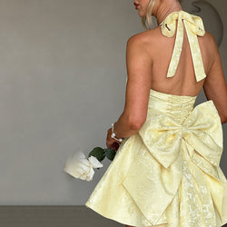the "Jacquard Ribbon" Halter Dress