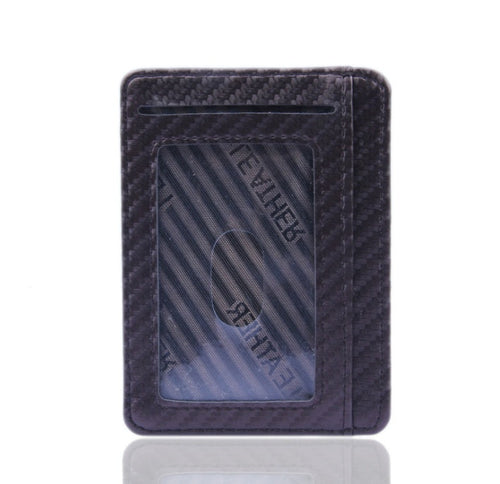 New Fashion Pu Leather Carbon Fiber Wallet Mini Slim Wallets Business