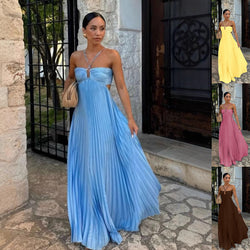 The "Aura" Pleated Halter Dress