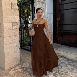 The "Aura" Pleated Halter Dress