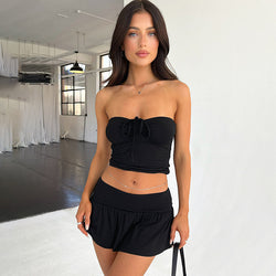 Y2K Tube Top & Pleated Skirt Set