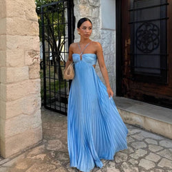 The "Aura" Pleated Halter Dress