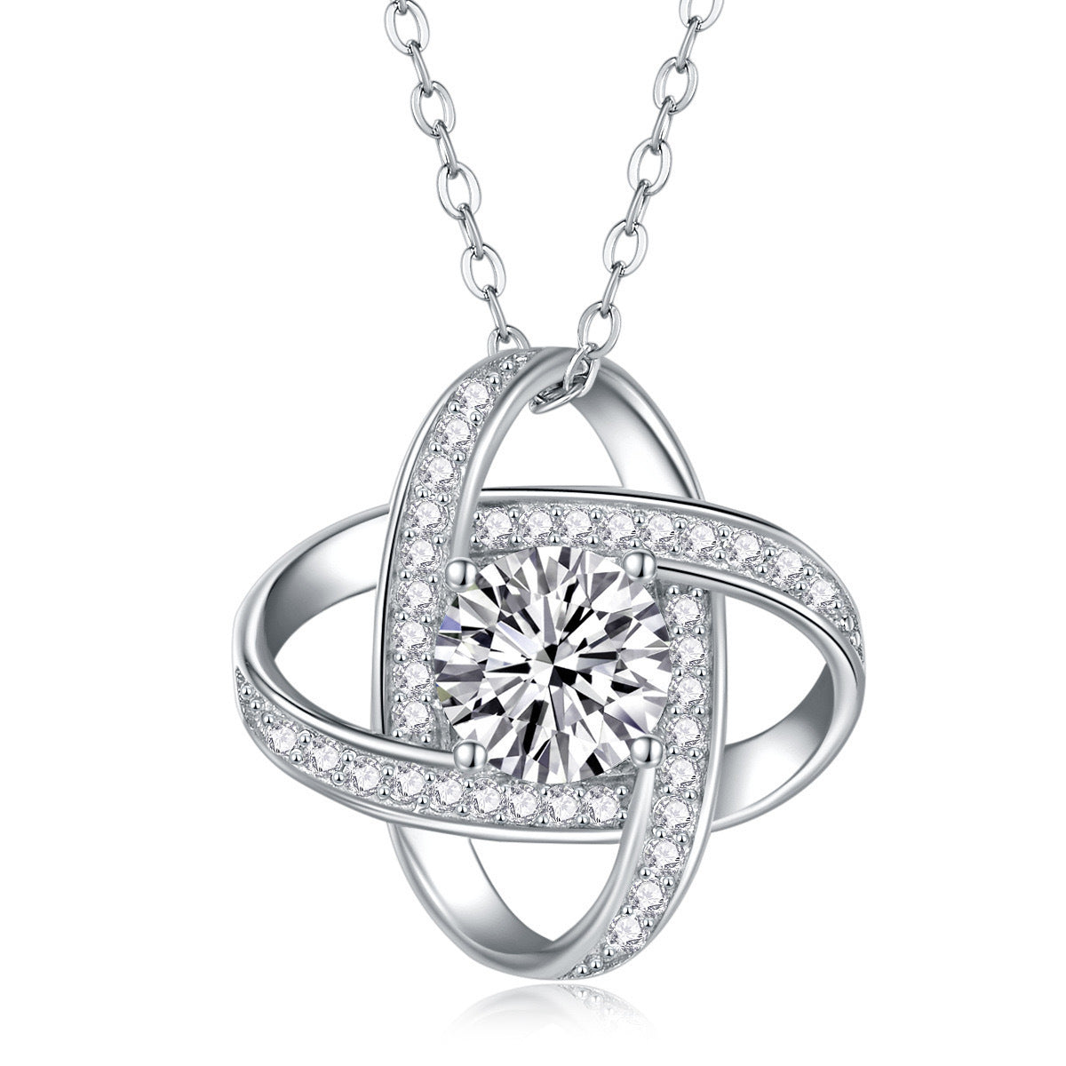 Eternal Star Full Diamond Silver Pendant Necklace