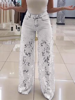 Y2K Revival Lace-Insert Jeans