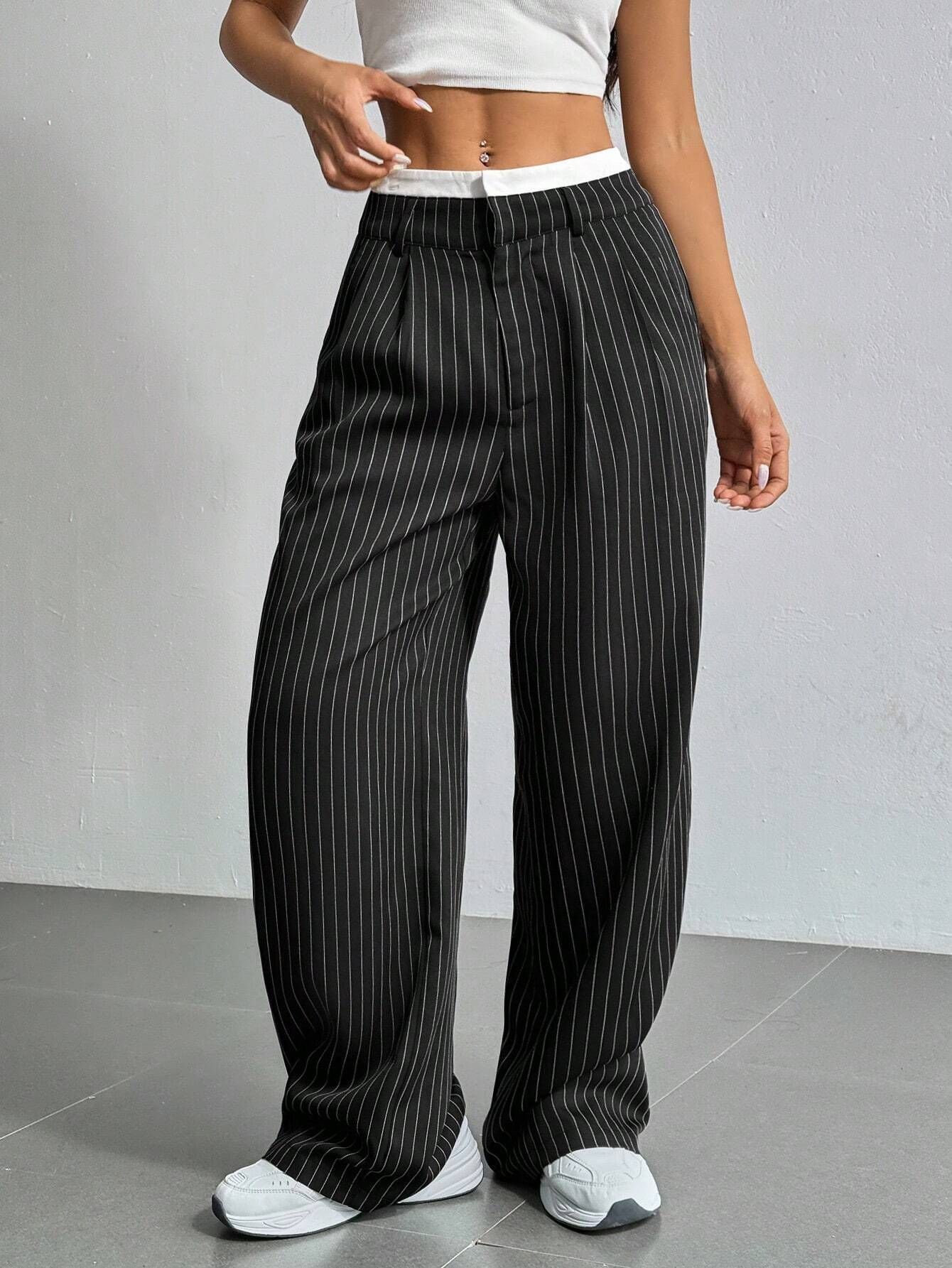 Striped & Sleek High-Waist Pants