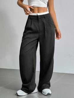 Striped & Sleek High-Waist Pants