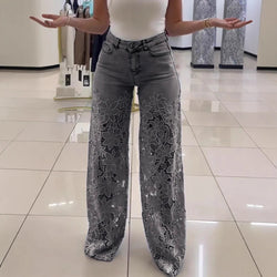 Y2K Revival Lace-Insert Jeans