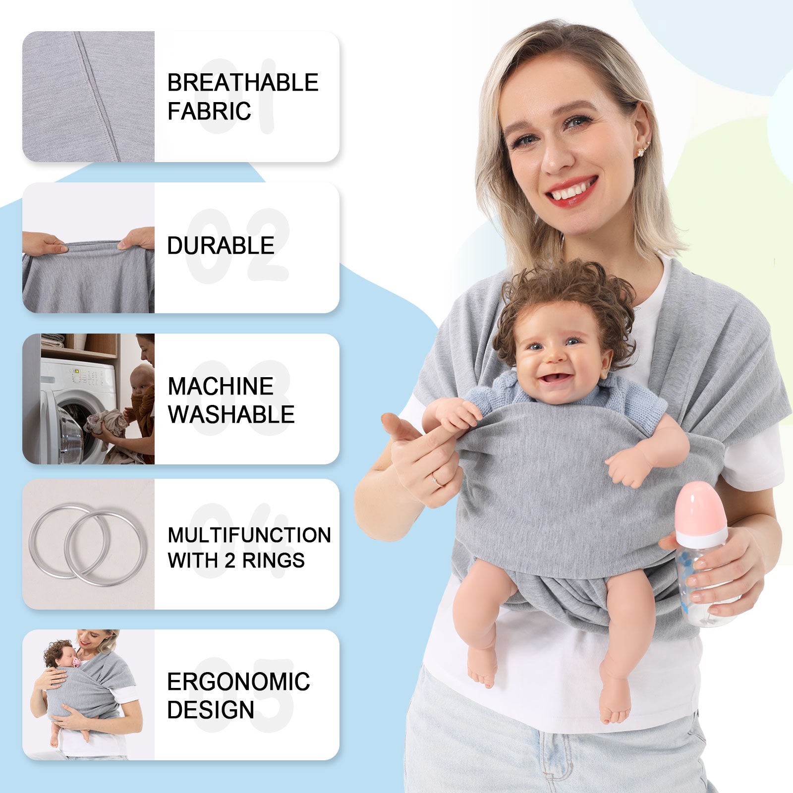Baby Carrier Front Wrap Scarf Baby Carrier Bag Multi-functional Baby