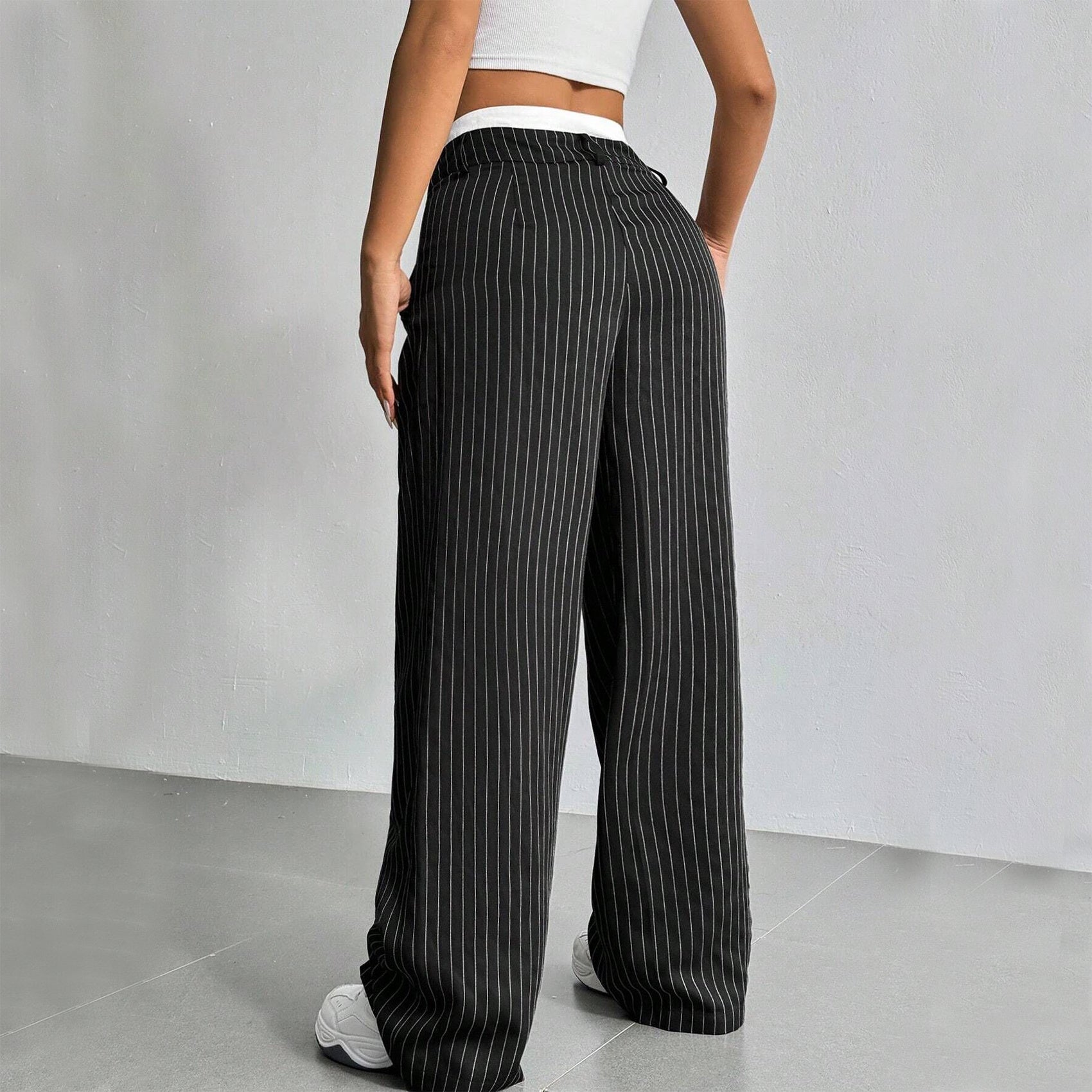 Striped & Sleek High-Waist Pants