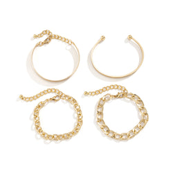 Simple Hollow C-Chain Bracelet Set