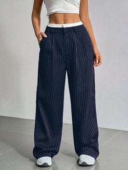 Striped & Sleek High-Waist Pants