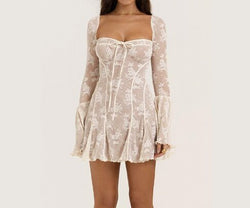 Romantic Lace & Tie Mini Dress
