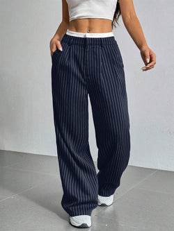 Striped & Sleek High-Waist Pants