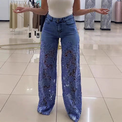 Y2K Revival Lace-Insert Jeans