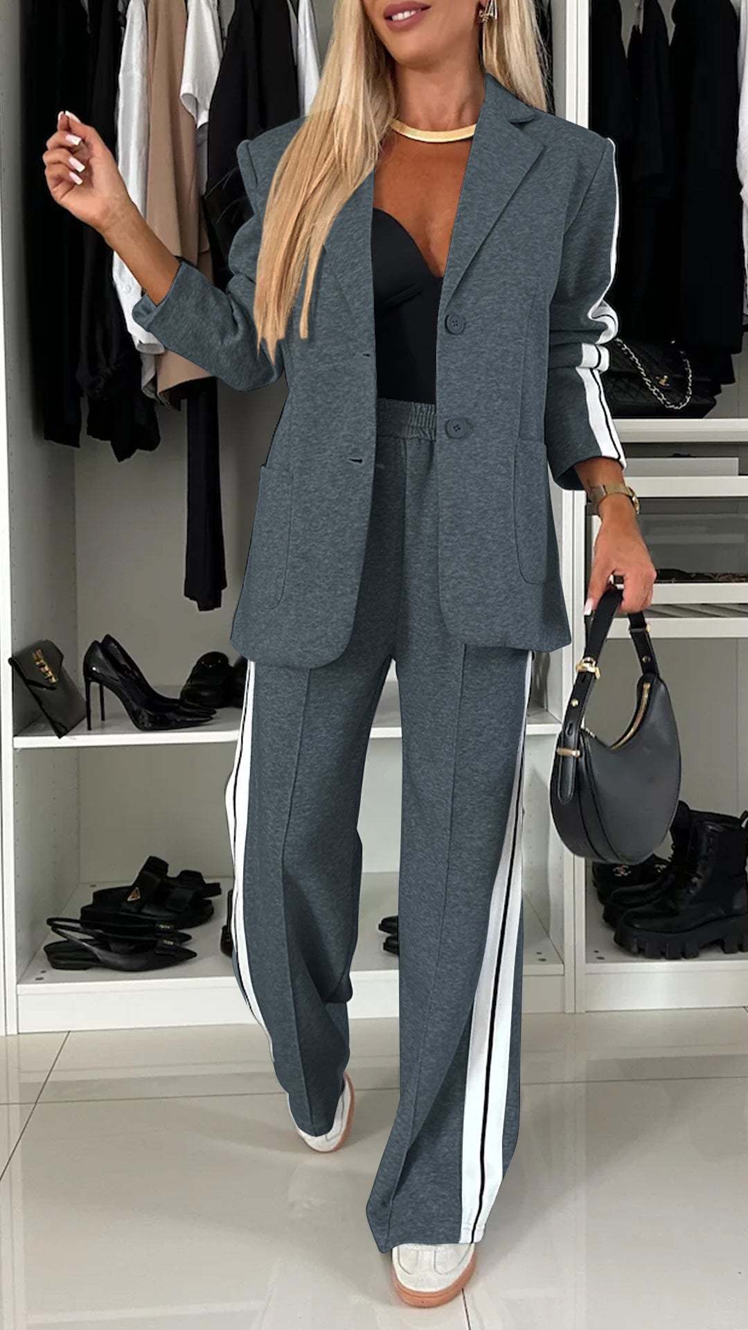 Striped Sports Jacket & Trousers Set