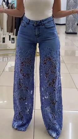 Y2K Revival Lace-Insert Jeans