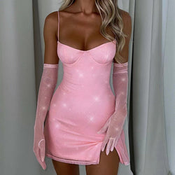 Empowered Glamour Glove Mini Dress
