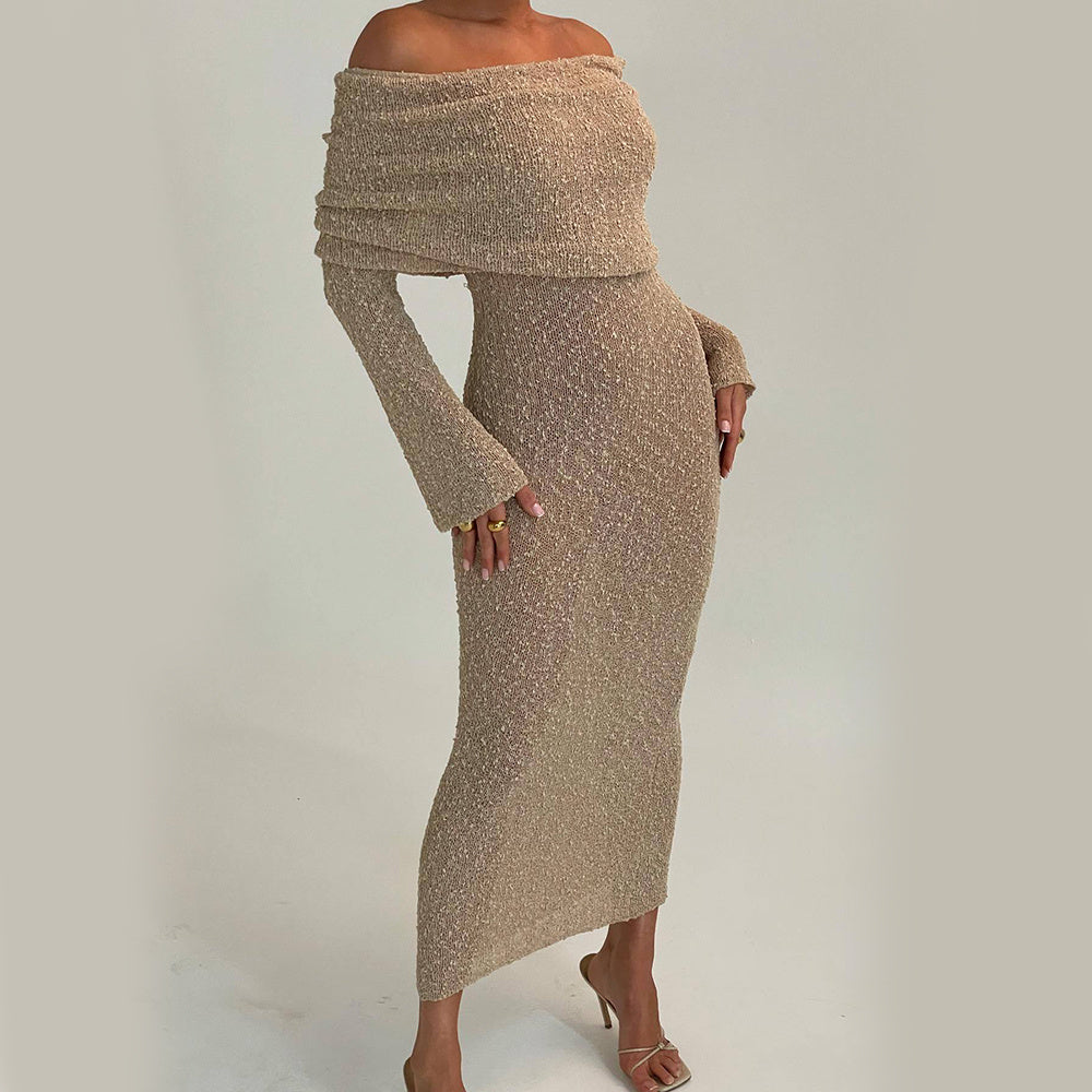 The "Island Escape" One-Shoulder Knit Maxi