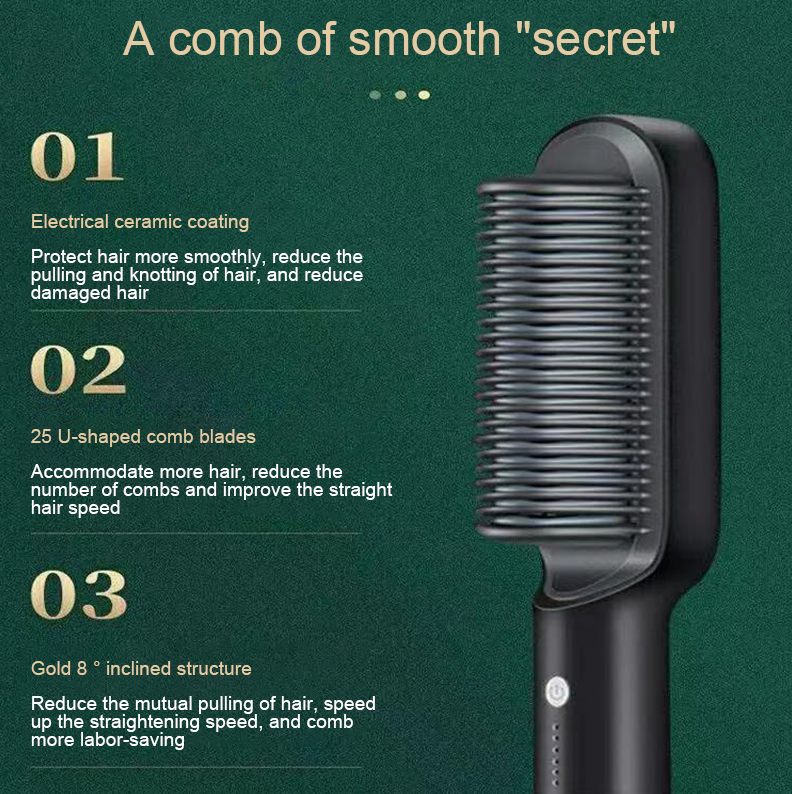 Hair Straightener Brush Straightening Curler Hot Comb Electric