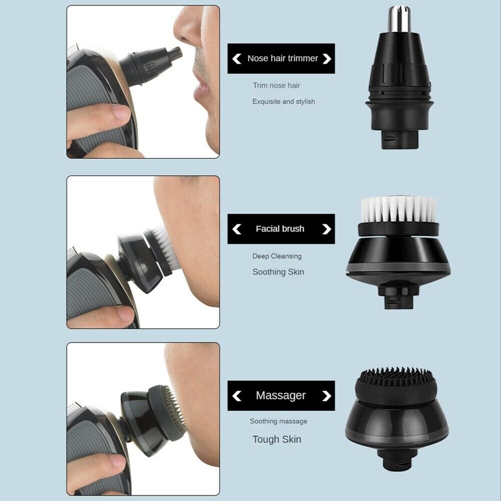 5-in-1 Rotary Electric Shaver 4D Rechargeable Bald Head Hair Beard