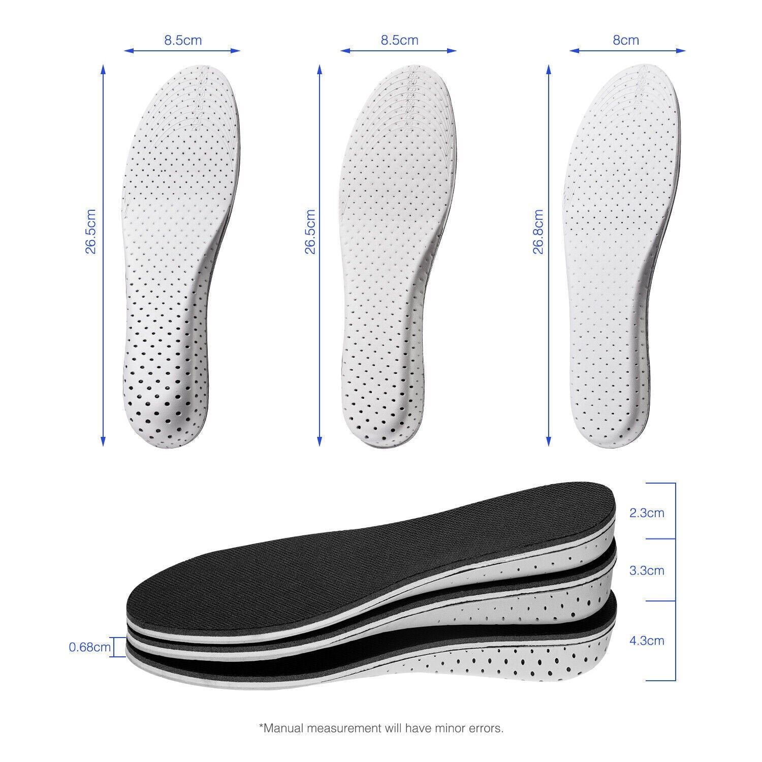 Men Women Invisible Height Increase Insoles Heel Lift Taller Shoe