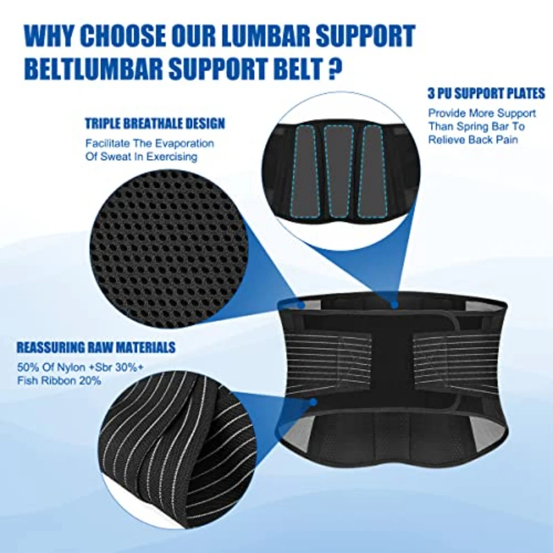Lower Back Support Brace Lumbar Waist Belt Double Pull Breathable Belt