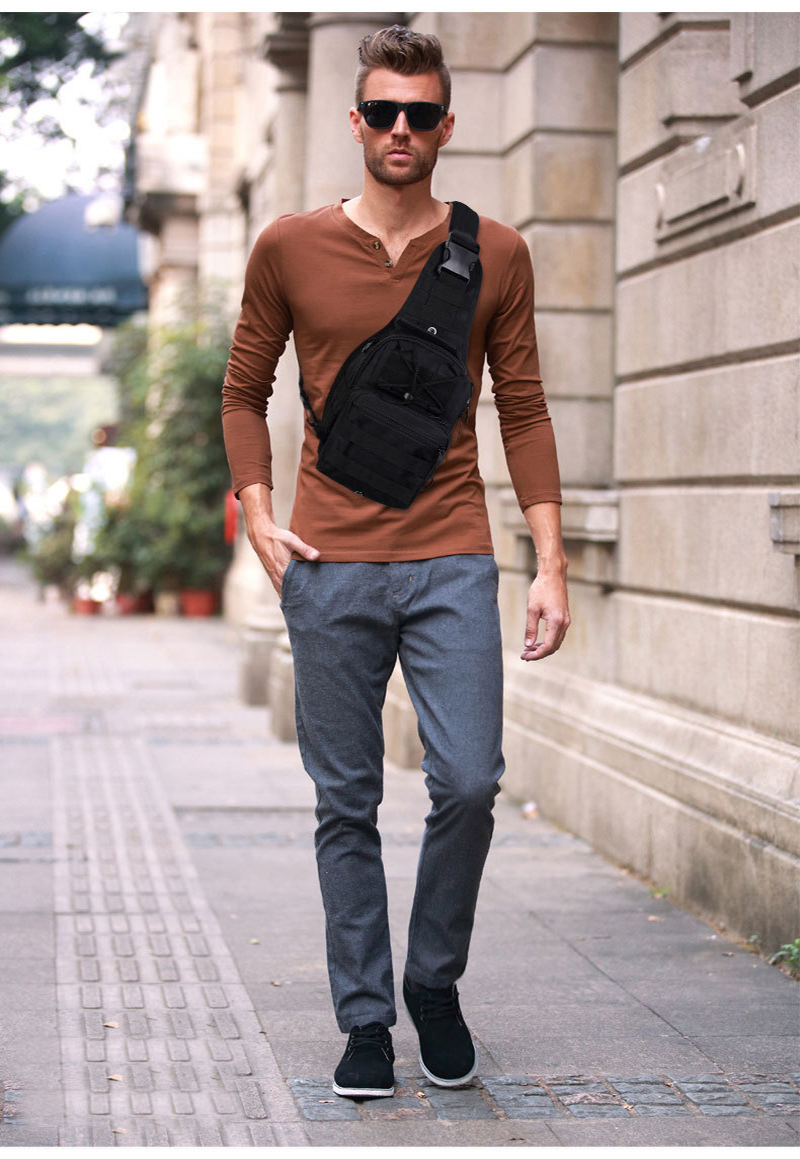 Mens Backpack Tactical Sling Shoulder Bag Molle Travel Chest Pack