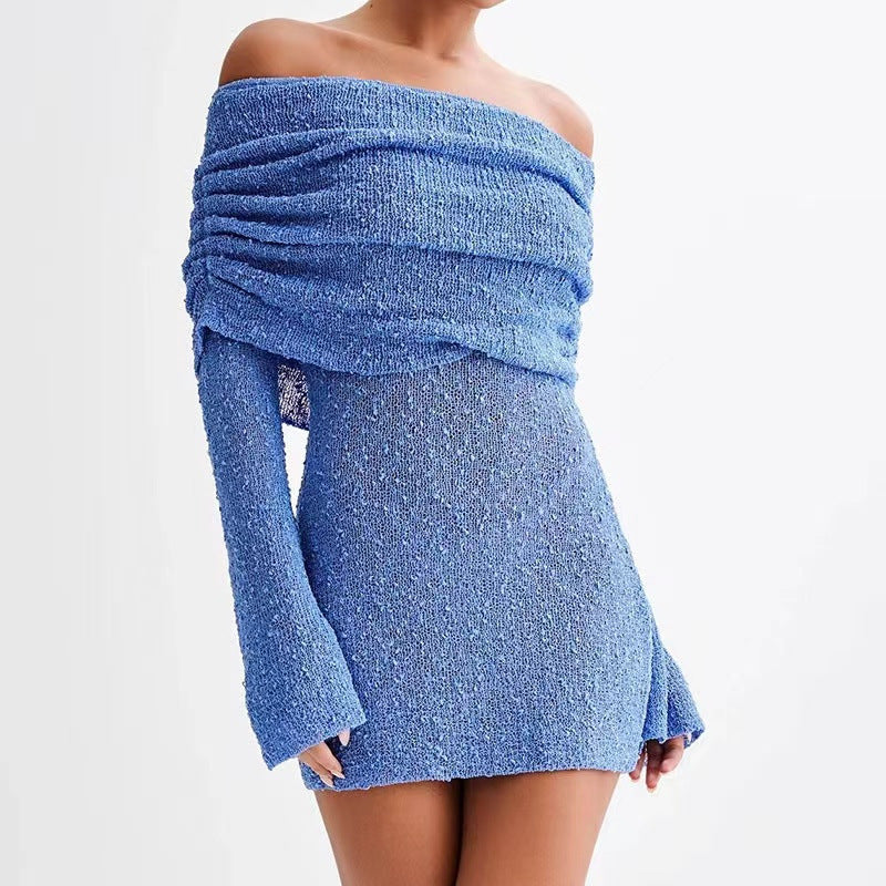 Cozy Glamour Boat Neck Mini Dress