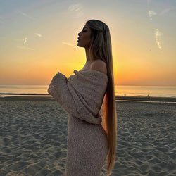 The "Island Escape" One-Shoulder Knit Maxi