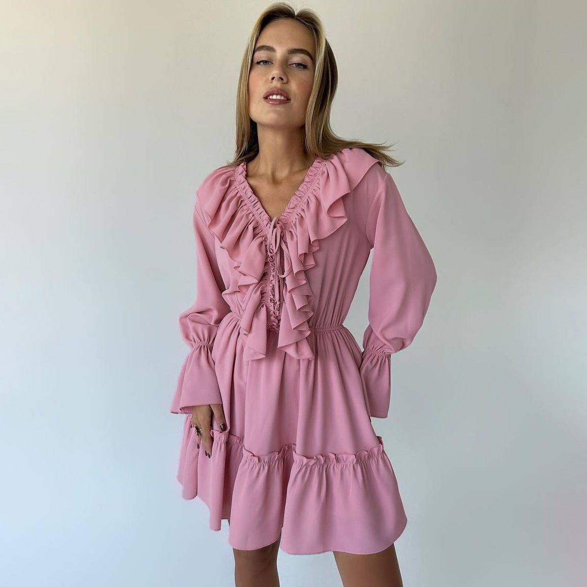 Ruffle & Flair Pleated Mini Dress