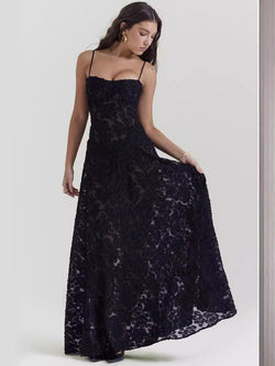 The "Midnight Bloom" Lace Maxi
