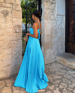 The "Aura" Pleated Halter Dress