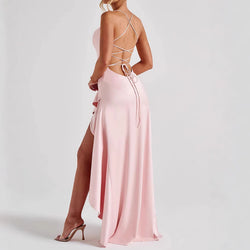 The "Ruffle & Reveal" Maxi Dress