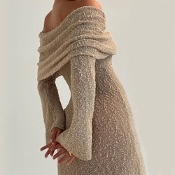 The "Island Escape" One-Shoulder Knit Maxi