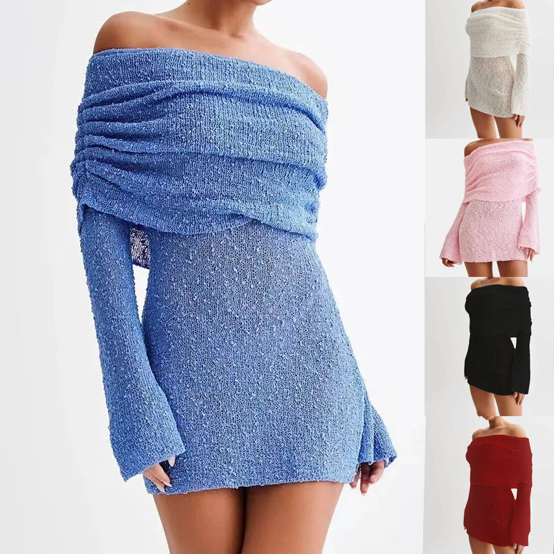 Cozy Glamour Boat Neck Mini Dress