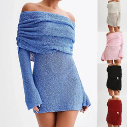 Cozy Glamour Boat Neck Mini Dress