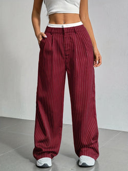 Striped & Sleek High-Waist Pants