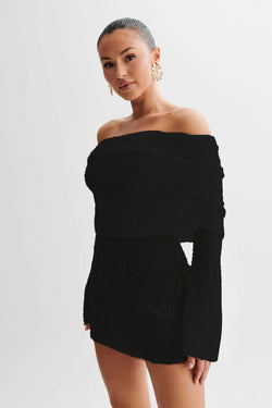 Cozy Glamour Boat Neck Mini Dress