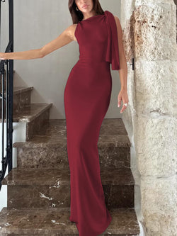 The "Glamour Cascade" One-Shoulder Maxi