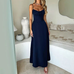 The "Lace-Up Serenity" A-Line Dress