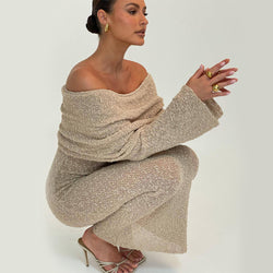 The "Island Escape" One-Shoulder Knit Maxi