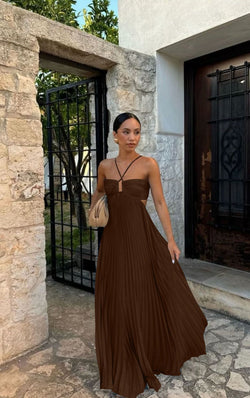The "Aura" Pleated Halter Dress