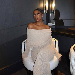 The "Island Escape" One-Shoulder Knit Maxi