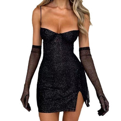 Empowered Glamour Glove Mini Dress