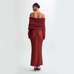 The "Island Escape" One-Shoulder Knit Maxi