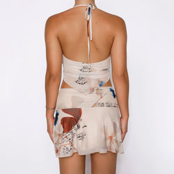 Printed Pleated Mini Skirt Set
