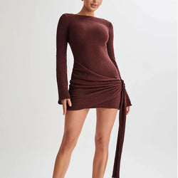 Cozy Glamour Boat Neck Mini Dress