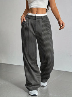 Striped & Sleek High-Waist Pants