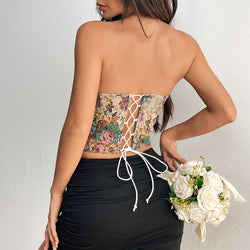 Y2K Floral Corset Tube Top